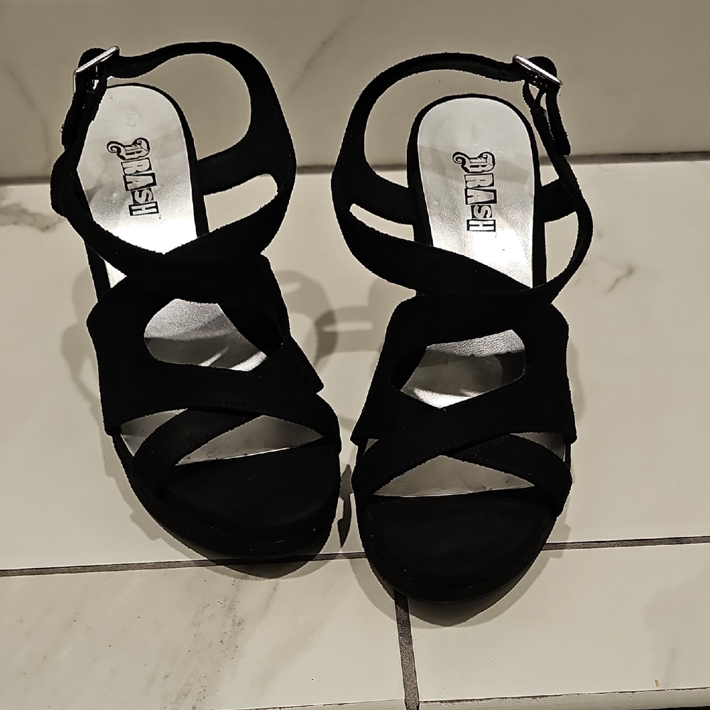 Brash Black Strappy Heels